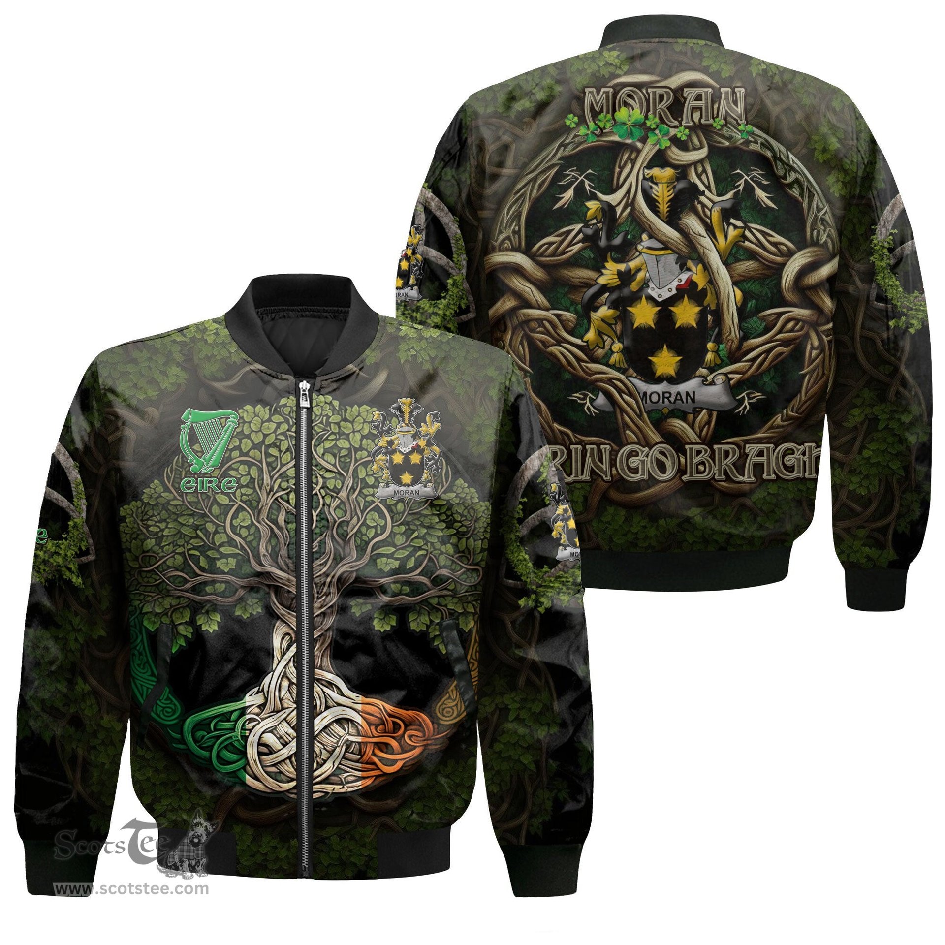 ScotsTee Shop Irish Moran or O Moran Coat of Arms Irish Jacket Family Crest Irish Is My Root Bomber Jacket