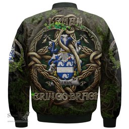ScotsTee Shop Irish Leman or Lemon Coat of Arms Irish Jacket Family Crest Irish Is My Root Bomber Jacket