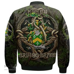 ScotsTee Shop Irish Homan or Howman Coat of Arms Irish Jacket Family Crest Irish Is My Root Bomber Jacket
