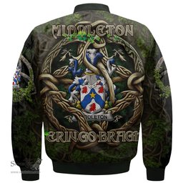 ScotsTee Shop Irish Middleton Coat of Arms Irish Jacket Family Crest Irish Is My Root Bomber Jacket