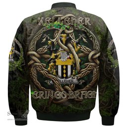 ScotsTee Shop Irish Kelleher or O Kelleher Coat of Arms Irish Jacket Family Crest Irish Is My Root Bomber Jacket