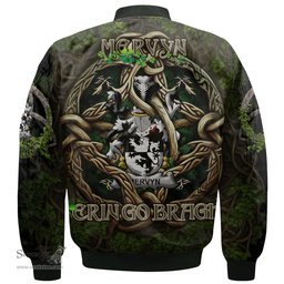 ScotsTee Shop Irish Mervyn Coat of Arms Irish Jacket Family Crest Irish Is My Root Bomber Jacket