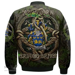 ScotsTee Shop Irish McGovern or McGauran Coat of Arms Irish Jacket Family Crest Irish Is My Root Bomber Jacket