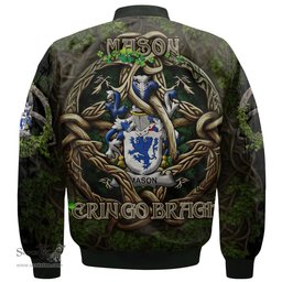 ScotsTee Shop Irish Mason Coat of Arms Irish Jacket Family Crest Irish Is My Root Bomber Jacket