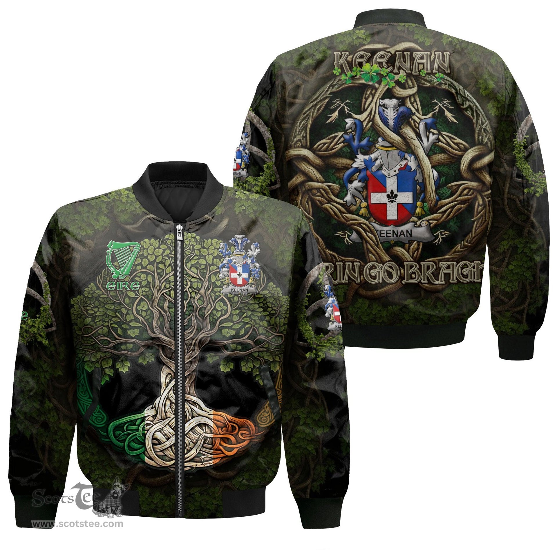 ScotsTee Shop Irish Keenan or O Kinahan Coat of Arms Irish Jacket Family Crest Irish Is My Root Bomber Jacket