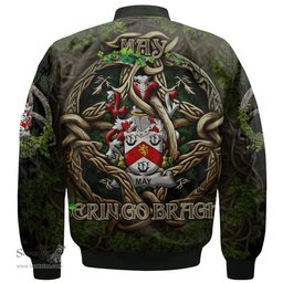 ScotsTee Shop Irish May Coat of Arms Irish Jacket Family Crest Irish Is My Root Bomber Jacket