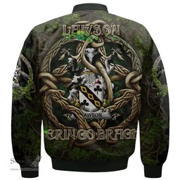 ScotsTee Shop Irish Lawson Coat of Arms Irish Jacket Family Crest Irish Is My Root Bomber Jacket
