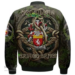 ScotsTee Shop Irish McQuillan Coat of Arms Irish Jacket Family Crest Irish Is My Root Bomber Jacket