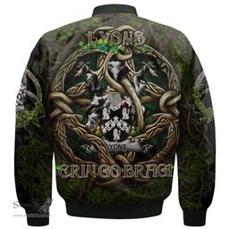 ScotsTee Shop Irish Lyons or Lyne Coat of Arms Irish Jacket Family Crest Irish Is My Root Bomber Jacket