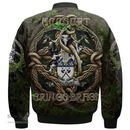 ScotsTee Shop Irish McCourt Coat of Arms Irish Jacket Family Crest Irish Is My Root Bomber Jacket