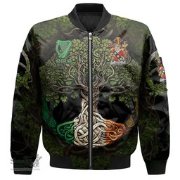 ScotsTee Shop Irish Ivers Coat of Arms Irish Jacket Family Crest Irish Is My Root Bomber Jacket