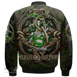 ScotsTee Shop Irish Hanly or O Hanley Coat of Arms Irish Jacket Family Crest Irish Is My Root Bomber Jacket
