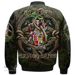 ScotsTee Shop Irish McGrath or McGraw Coat of Arms Irish Jacket Family Crest Irish Is My Root Bomber Jacket