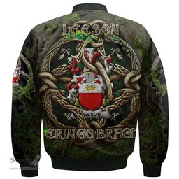 ScotsTee Shop Irish Leeson Coat of Arms Irish Jacket Family Crest Irish Is My Root Bomber Jacket