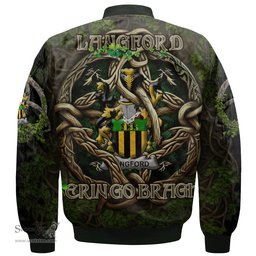 ScotsTee Shop Irish Langford Coat of Arms Irish Jacket Family Crest Irish Is My Root Bomber Jacket