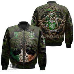 ScotsTee Shop Irish Heaton Coat of Arms Irish Jacket Family Crest Irish Is My Root Bomber Jacket