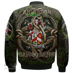 ScotsTee Shop Irish Kingston Coat of Arms Irish Jacket Family Crest Irish Is My Root Bomber Jacket