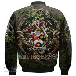 ScotsTee Shop Irish Hayes Coat of Arms Irish Jacket Family Crest Irish Is My Root Bomber Jacket