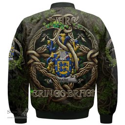 ScotsTee Shop Irish Ware Coat of Arms Irish Jacket Family Crest Irish Is My Root Bomber Jacket
