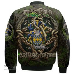 ScotsTee Shop Irish Stopford Coat of Arms Irish Jacket Family Crest Irish Is My Root Bomber Jacket