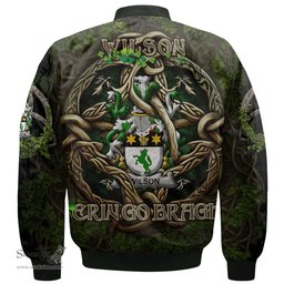 ScotsTee Shop Irish Wilson Coat of Arms Irish Jacket Family Crest Irish Is My Root Bomber Jacket