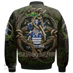 ScotsTee Shop Irish Pitt Coat of Arms Irish Jacket Family Crest Irish Is My Root Bomber Jacket