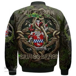 ScotsTee Shop Irish Wilkinson Coat of Arms Irish Jacket Family Crest Irish Is My Root Bomber Jacket