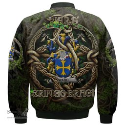 ScotsTee Shop Irish Ward Coat of Arms Irish Jacket Family Crest Irish Is My Root Bomber Jacket