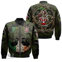 ScotsTee Shop Irish Tonson Coat of Arms Irish Jacket Family Crest Irish Is My Root Bomber Jacket