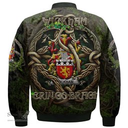 ScotsTee Shop Irish Wickham Coat of Arms Irish Jacket Family Crest Irish Is My Root Bomber Jacket