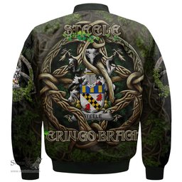 ScotsTee Shop Irish Steele Coat of Arms Irish Jacket Family Crest Irish Is My Root Bomber Jacket