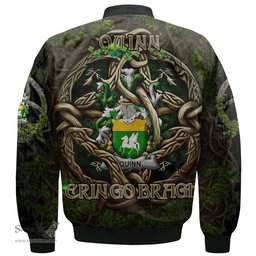 ScotsTee Shop Irish Quinn or O Quin Coat of Arms Irish Jacket Family Crest Irish Is My Root Bomber Jacket