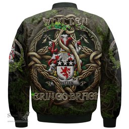 ScotsTee Shop Irish Whitten Coat of Arms Irish Jacket Family Crest Irish Is My Root Bomber Jacket