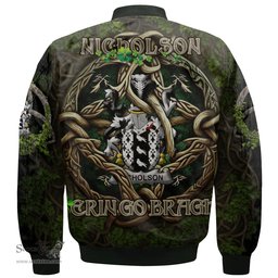 ScotsTee Shop Irish Nicholson Coat of Arms Irish Jacket Family Crest Irish Is My Root Bomber Jacket