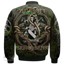 ScotsTee Shop Irish Plunkett Coat of Arms Irish Jacket Family Crest Irish Is My Root Bomber Jacket