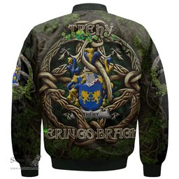 ScotsTee Shop Irish Trehy or O Trehy Coat of Arms Irish Jacket Family Crest Irish Is My Root Bomber Jacket