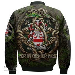 ScotsTee Shop Irish Ogle Coat of Arms Irish Jacket Family Crest Irish Is My Root Bomber Jacket