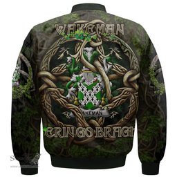 ScotsTee Shop Irish Wakeman Coat of Arms Irish Jacket Family Crest Irish Is My Root Bomber Jacket