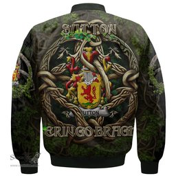 ScotsTee Shop Irish Sutton Coat of Arms Irish Jacket Family Crest Irish Is My Root Bomber Jacket