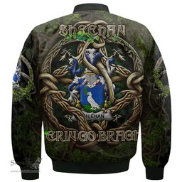 ScotsTee Shop Irish Sheehan or O Sheehan Coat of Arms Irish Jacket Family Crest Irish Is My Root Bomber Jacket