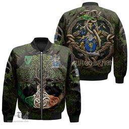 ScotsTee Shop Irish Wall Coat of Arms Irish Jacket Family Crest Irish Is My Root Bomber Jacket