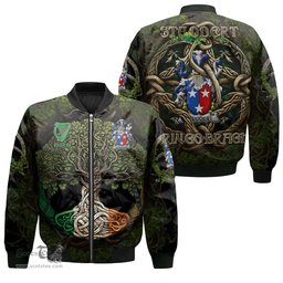 ScotsTee Shop Irish Studdert Coat of Arms Irish Jacket Family Crest Irish Is My Root Bomber Jacket