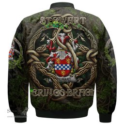 ScotsTee Shop Irish Stewart Coat of Arms Irish Jacket Family Crest Irish Is My Root Bomber Jacket