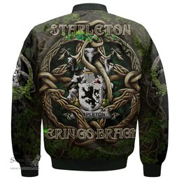 ScotsTee Shop Irish Stapleton Coat of Arms Irish Jacket Family Crest Irish Is My Root Bomber Jacket