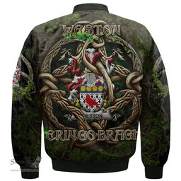 ScotsTee Shop Irish Weston Coat of Arms Irish Jacket Family Crest Irish Is My Root Bomber Jacket