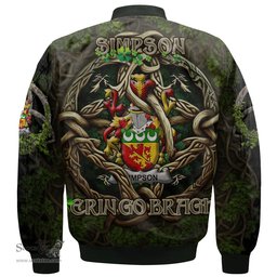 ScotsTee Shop Irish Simpson Coat of Arms Irish Jacket Family Crest Irish Is My Root Bomber Jacket
