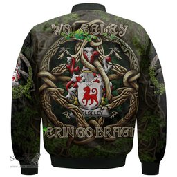 ScotsTee Shop Irish Wolseley Coat of Arms Irish Jacket Family Crest Irish Is My Root Bomber Jacket