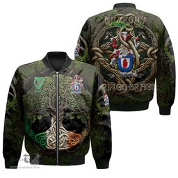 ScotsTee Shop Irish Mulrony or O Mulroney Coat of Arms Irish Jacket Family Crest Irish Is My Root Bomber Jacket