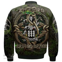ScotsTee Shop Irish Stafford Coat of Arms Irish Jacket Family Crest Irish Is My Root Bomber Jacket