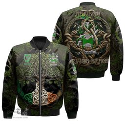 ScotsTee Shop Irish Hanlon or O Hanlon Coat of Arms Irish Jacket Family Crest Irish Is My Root Bomber Jacket